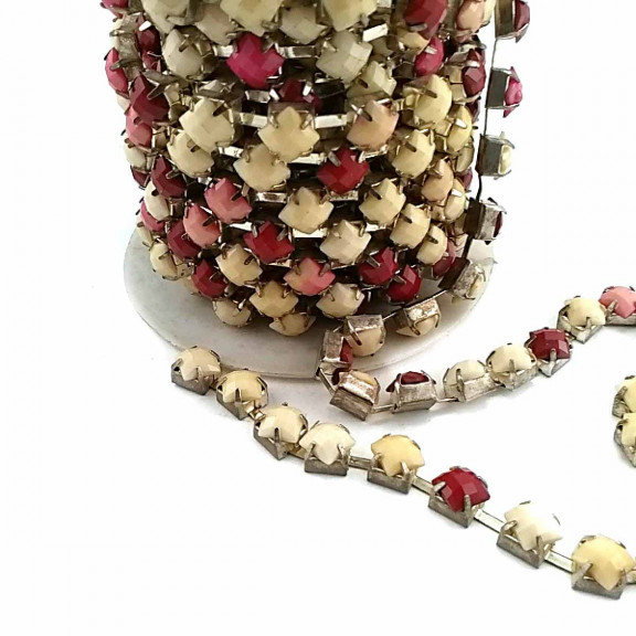 Plastik Renkli Taşlı Şerit Zincir SRT0011