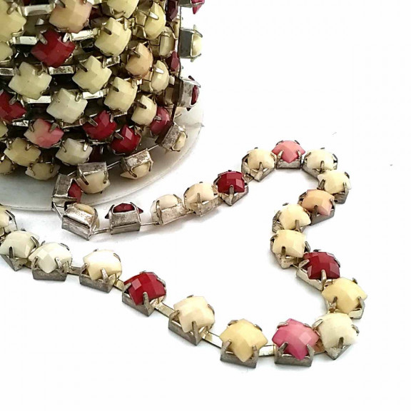 Plastik Renkli Taşlı Şerit Zincir SRT0011