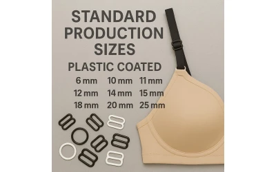 Plastik Kaplamalı Metal Sütyen Tokalarında Mevcut Ölçüler