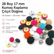 28 Boy 17 mm Kumaş Kaplama Çıtçıt Düğme 54 Sistem 100 Adet/Paket KAP0028CT