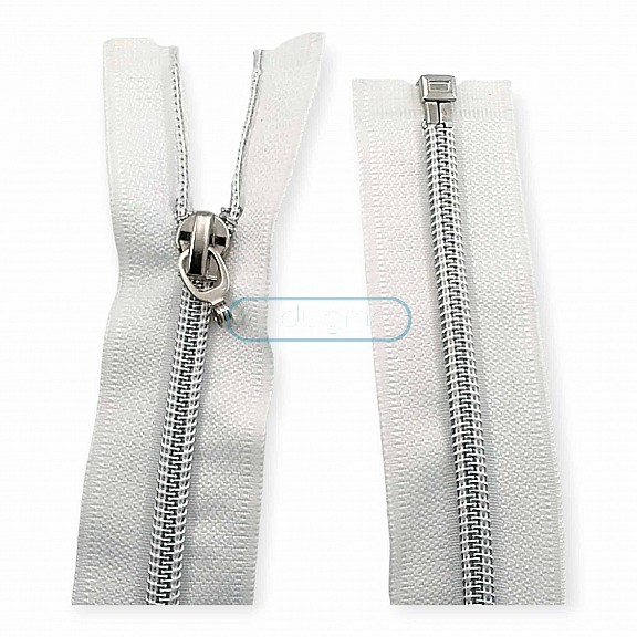 40 cm #5 15,75" Nylon Coil Metallic Teeth Jacket Zipper Open End - Separating ZPSM0040T10