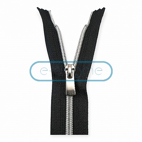 55 cm #5 21,66" Nylon Coil Metallic Teeth Jacket Zipper Open End - Separating ZPSM0055T10