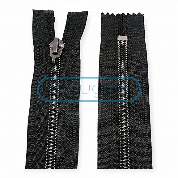 60 cm #5 23,62" Nylon Coil Metallic Teeth Jacket Zipper Open End - Separating ZPSM0060T10