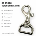 2,5 cm Tasma Kancası Gemici Kanca Yaylı Döner Kanca Özel Metal Kaplama GZ0025TS
