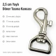 2,5 cm özel kaplamalı premium gemici tasma kancası, dayanıklı metal alaşım ve ergonomik döner yapısı ile kayış ve iplerde