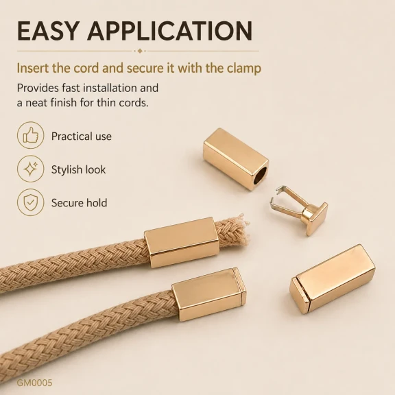 Easy Apply Cord End Tip for Bags and Garments