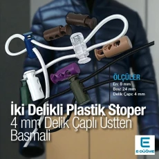 İki Delikli Plastik Stoper 4 mm Delik Çaplı Üstten Basmalı - Sade Model H004416