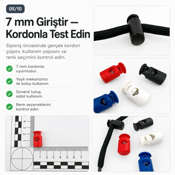 Tek Delikli Plastik Stoper 7 mm Delik Çaplı Üstten Basmalı H005010