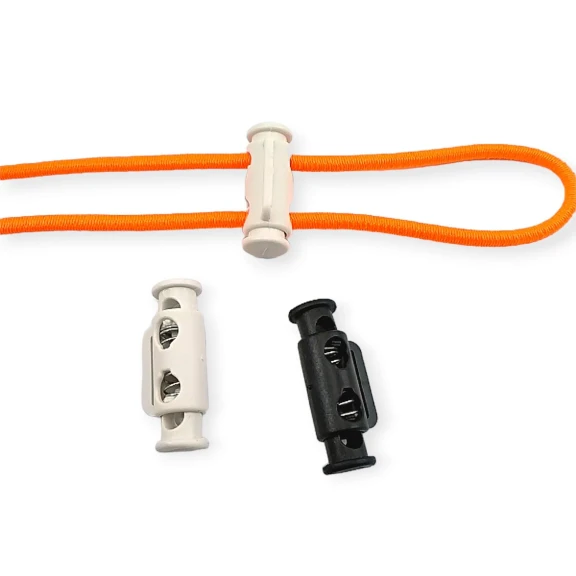 İki Delikli Plastik Stoper 3 mm Delik Çaplı Üstten - Alttan Basmalı - Yandan Köprülü H005044