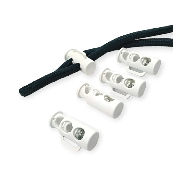 İki Delikli Plastik Stoper 6 mm Delik Çaplı Üstten Basmalı - Yandan Köprülü H005048