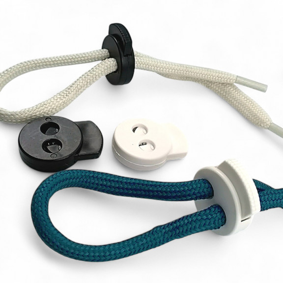 Plastik Stoper İki Delikli 6 mm Delik Çaplı Üstten Basmalı - Yuvarlak Model Stoper H008023B