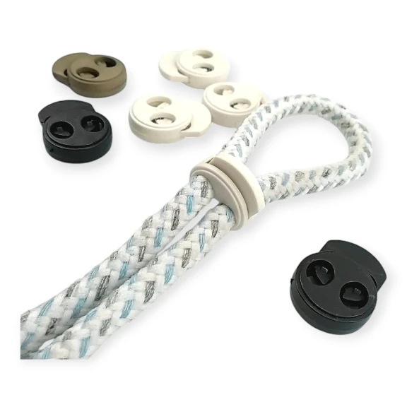 İki Delikli Plastik Stoper 5 mm Delik Çaplı Üstten Basmalı - Yuvarlak Model Stoper H008023K