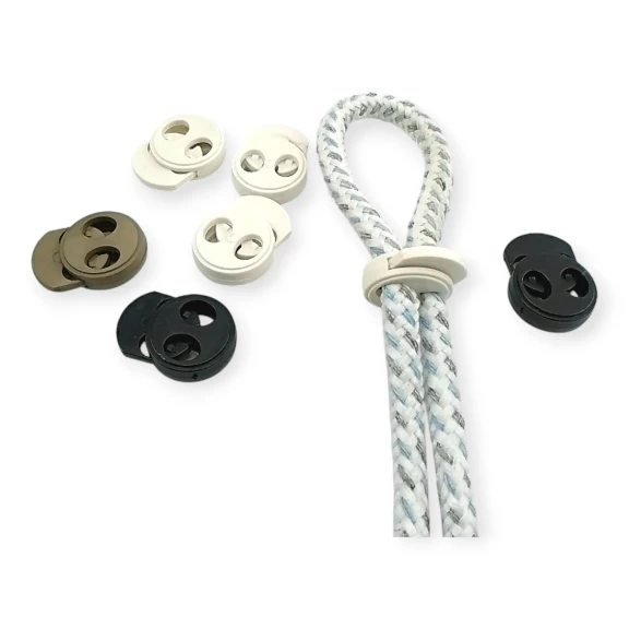 İki Delikli Plastik Stoper 5 mm Delik Çaplı Üstten Basmalı - Yuvarlak Model Stoper H008023K