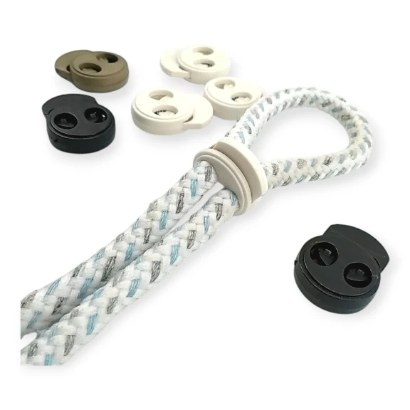 İki Delikli Plastik Stoper 5 mm Delik Çaplı Üstten Basmalı - Yuvarlak Model Stoper H008023K