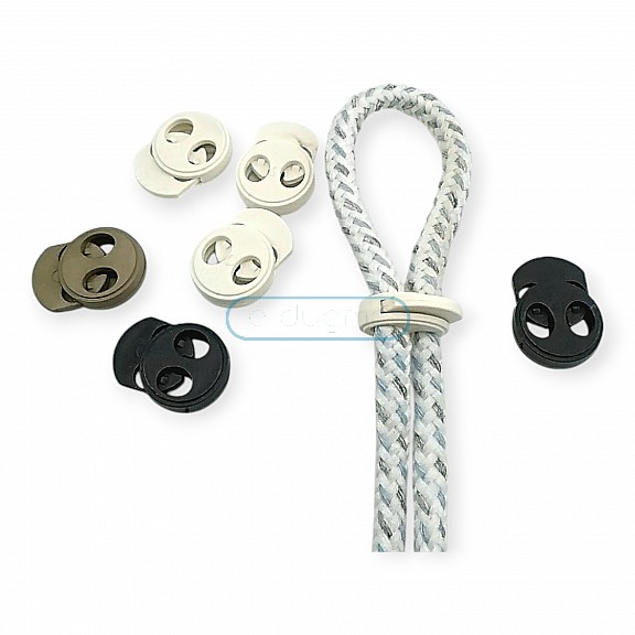 İki Delikli Plastik Stoper 5 mm Delik Çaplı Üstten Basmalı - Yuvarlak Model Stoper H008023K