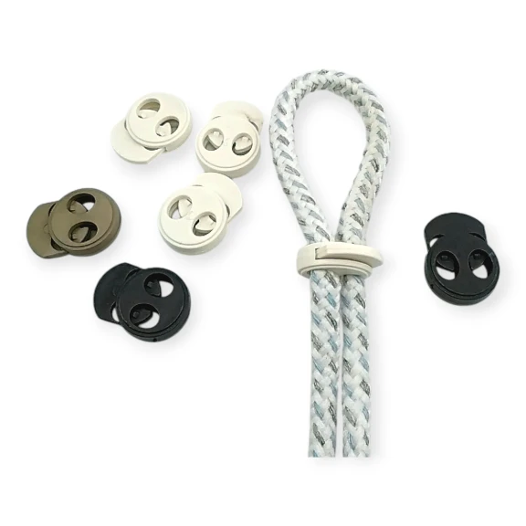 İki Delikli Plastik Stoper 5 mm Delik Çaplı Üstten Basmalı - Yuvarlak Model Stoper H008023K