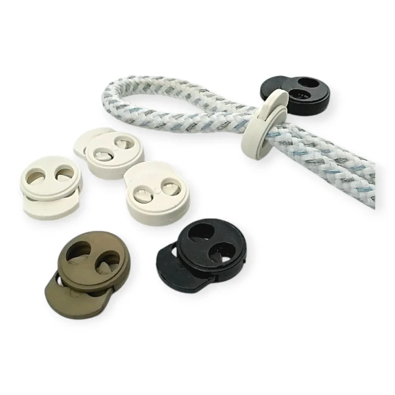 İki Delikli Plastik Stoper 5 mm Delik Çaplı Üstten Basmalı - Yuvarlak Model Stoper H008023K