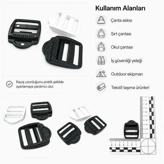 2,5 cm plastik merdiven toka askı ayar tokası çanta ve tekstil aksesuarı