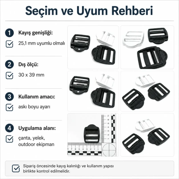 2,5 cm plastik merdiven toka askı ayar tokası çanta ve tekstil aksesuarı