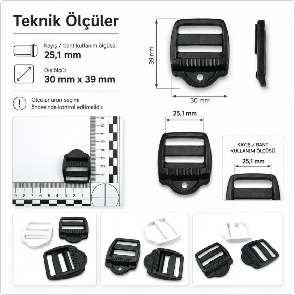 2,5 cm plastik merdiven toka askı ayar tokası çanta ve tekstil aksesuarı