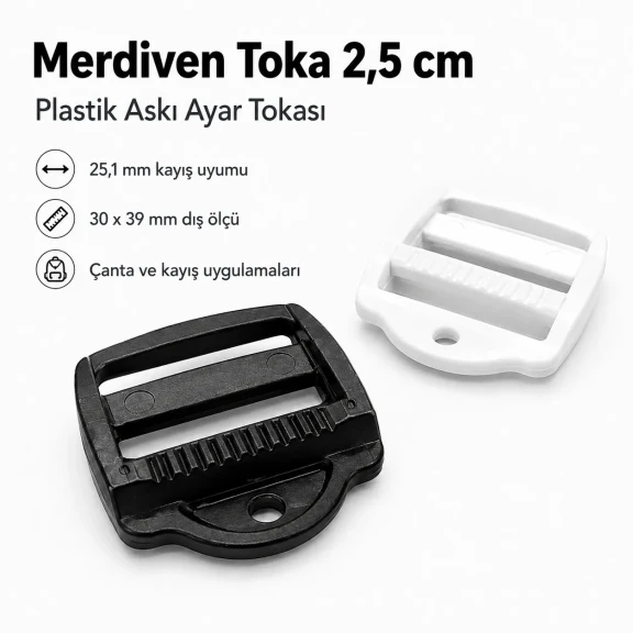 2,5 cm plastik merdiven toka askı ayar tokası çanta ve tekstil aksesuarı