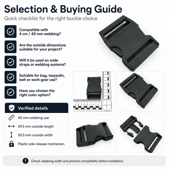4 cm / 1.57 in Snap Bandolier Buckle - Durable Plastic Buckle for Bags and Accessories