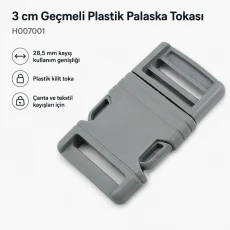 Snap Plastic Buckle 3 cm / 1.18 in Plastic Bandolier Buckle H007001