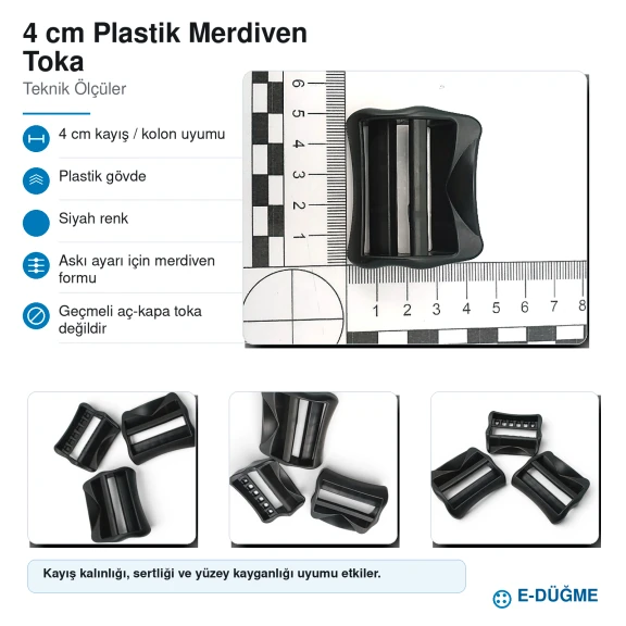 Merdiven Toka 4 cm Plastik Askı Ayar Tokası Çanta ve Kayış Tokası H009021