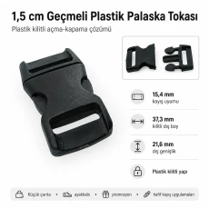 Geçmeli Plastik Toka 1,5 cm Geçmeli Palaska Tokası H009071