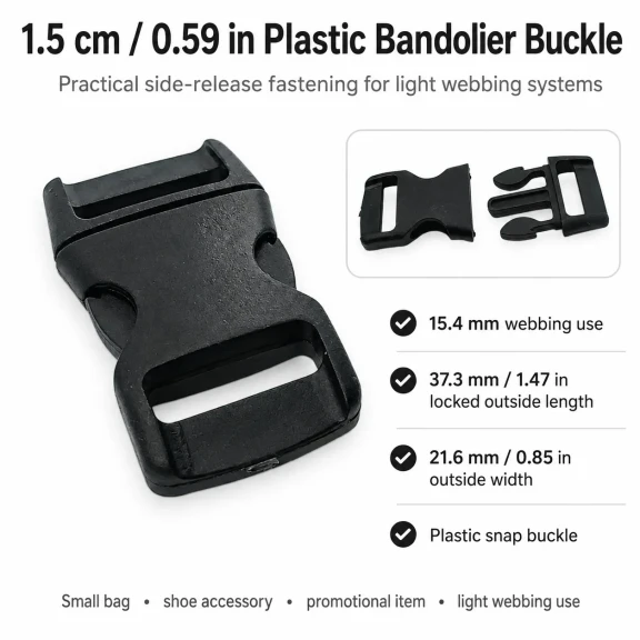 Geçmeli Plastik Toka 1,5 cm Geçmeli Palaska Tokası H009071, plastik malzeme, çanta ve kemer kullanımı için ideal