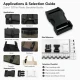 Plastic Bandolier Buckle 2 cm / 0.79 in Snap-On Plastic Buckle for Bags and Webbing H009074