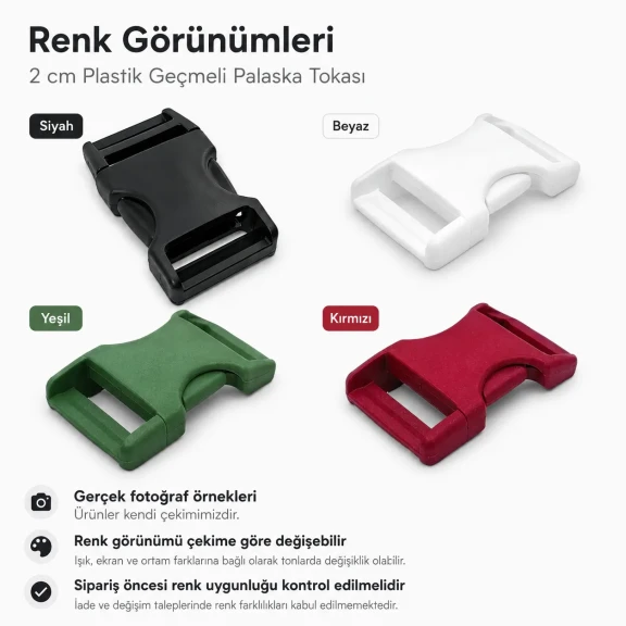 Plastic Bandolier Buckle 2 cm / 0.79 in Snap-On Plastic Buckle for Bags and Webbing H009074