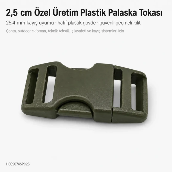 2,5 cm geçmeli plastik palaşka tokası, çanta ve outdoor ekipmanları için güvenli kilit çözümü