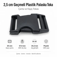 Geçmeli Palaska Toka 2,5 cm Geçmeli Plastik Çanta ve Kayış Tokası H009076