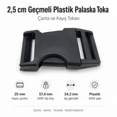Snap Bandolier Buckle 2.5 cm / 1 in Plastic Side-Release Buckle for Bags and Webbing H009076