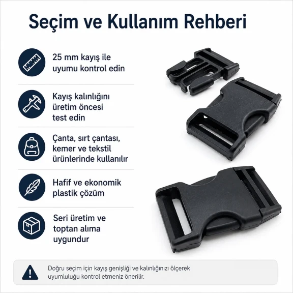 Geçmeli Palaska Toka 2,5 cm Geçmeli Plastik Çanta ve Kayış Tokası H009076, kaliteli plastik malzemeden üretilmiş, çanta