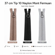 37 cm / 14.57 in N5 / #5 Nylon Coil Jacket Zipper – Open End ZPHSN0037T10