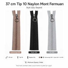 37 cm / 14.57 in N5 / #5 Nylon Coil Jacket Zipper – Open End ZPHSN0037T10