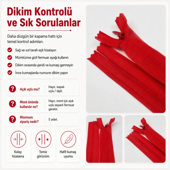 25 cm kapalı uçlu gizli tül fermuar elbise ve etekler için zarif görünüm
