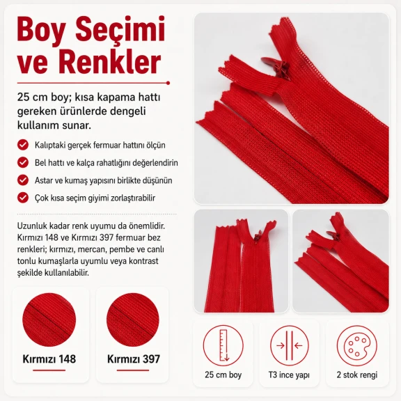 25 cm kapalı uçlu gizli tül fermuar elbise ve etekler için zarif görünüm