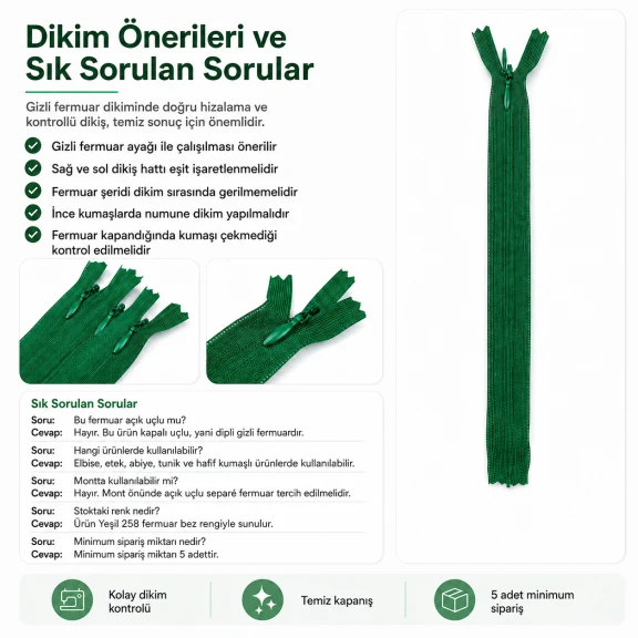 40 cm kapalı uçlu gizli tül fermuar elbise ve etek için zarif kapanış