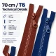 70 cm T6 Kemik Dişli Sweat Fermuarı Açık Uçlu