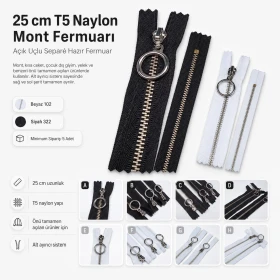 25 cm / 9.84 in N3 / #3 Nylon Coil Jacket Zipper – Open End ZPHSN0025T5