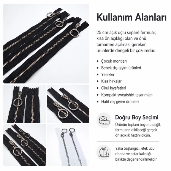 25 cm T5 Naylon Mont Fermuarı Açık Uçlu Separé ZPHSN0025T5, dayanıklı polyester şerit ile hafif ve esnek naylon dişlere