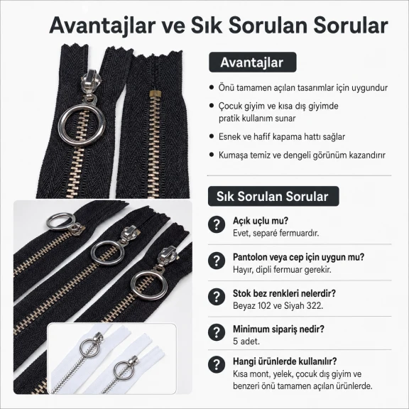 25 cm T5 Naylon Mont Fermuarı Açık Uçlu Separé ZPHSN0025T5, dayanıklı polyester şerit ile hafif ve esnek naylon dişlere