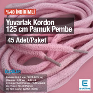 Yuvarlak Kordon 125 cm Pamuk Pembe 45 Adet Promosyonlu Satış PROMOYKRD00PPink