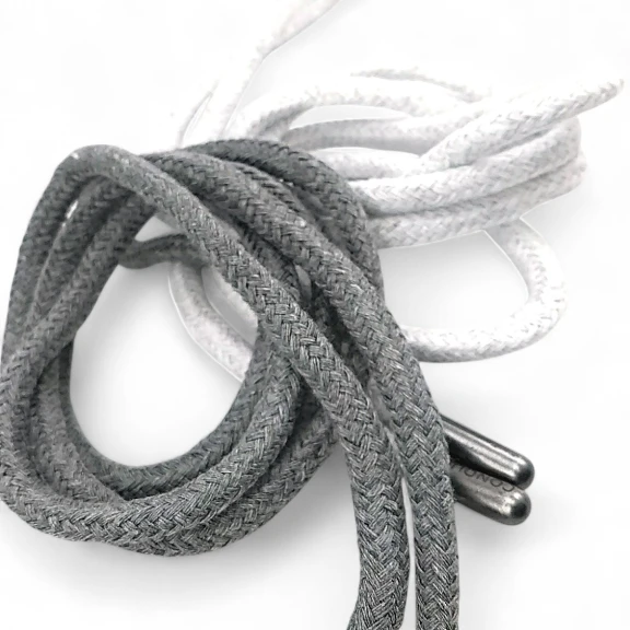 Braided Cord 130 cm - 1,42 yd Cotton Grey Melange Tres Cord 100 Pcs YKRD00PGMelanj