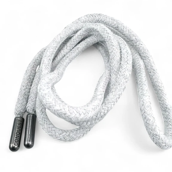 Braided Cord 130 cm - 1,42 yd Cotton Grey Melange Tres Cord 100 Pcs YKRD00PGMelanj