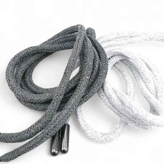 Braided Cord 130 cm - 1,42 yd Cotton Grey Melange Tres Cord 100 Pcs YKRD00PGMelanj