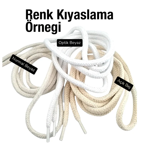Yuvarlak Kordon 130 cm Pamuk Optik Beyaz Tres Kordon 100 Ad YKRD00POB